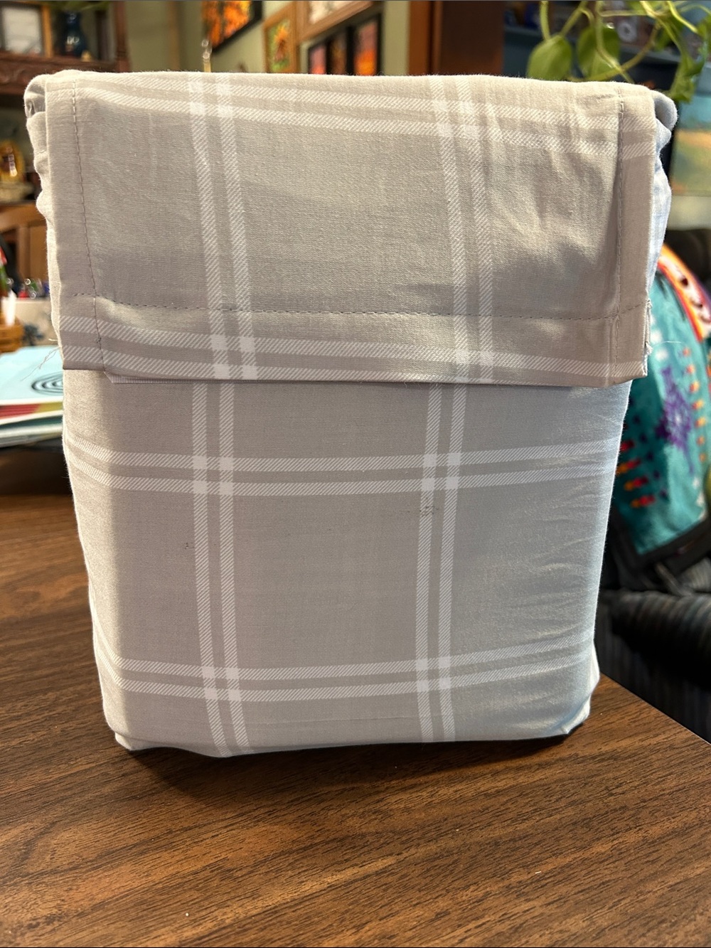 Threshold Light Gray Plaid Queen Sheet Set